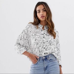 ASOS Cropped Long Sleeve Dino Print Shirt